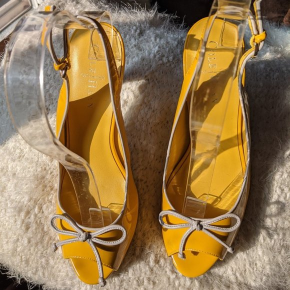 Cole Haan Shoes Cole Haan Yellow Patent Nike Air Slingback Peep Toe